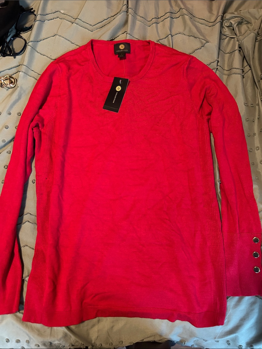 JM Collection Red Crewneck Sweater - Medium